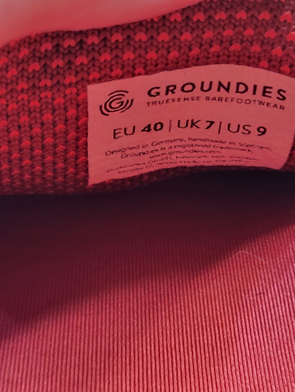 Groundies Active Knit Barefoot Sneaker Active Knit Minimalist Women's Size 9 Red - Picture 10 of 10